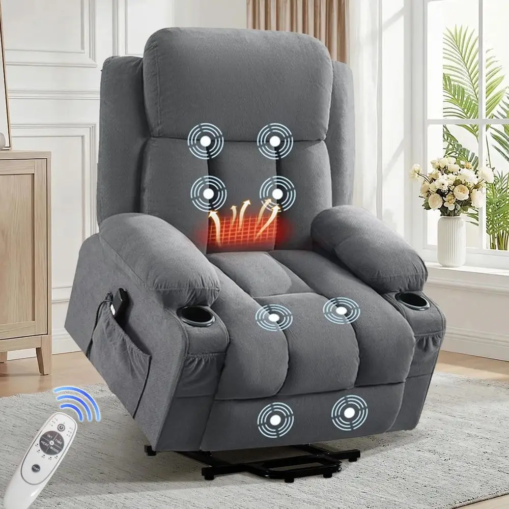 Power Lift Recliner Chair for Elderly with Vibration Massage and Lumbar Heating Electric Oversized Single Sofa with Cup Holder
Power Lift Recliner Chair for Elderly with Vibration Massage and Lumbar Heating Electric Oversized Single Sofa with Cup Holder