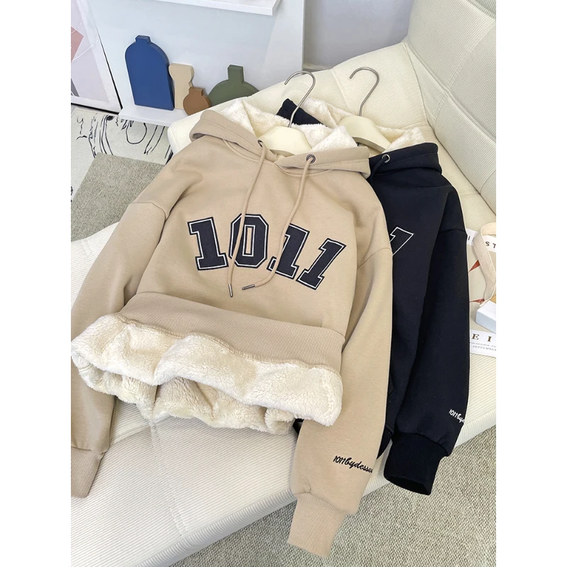2023 Fall Winter Fleece Thick Hooded Hoodies Drawstring Digit Letter Embroidery Pullovers Drop Long Sleeve Oversized Sweatshirts
2023 Fall Winter Fleece Thick Hooded Hoodies Drawstring Digit Letter Embroidery Pullovers Drop Long Sleeve Oversized Sweatshirts