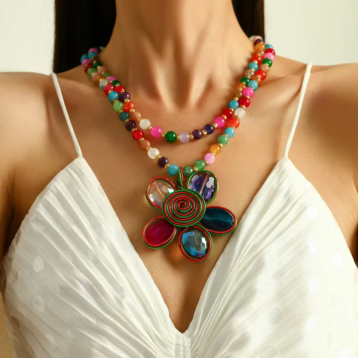 Bohemian style glass petal vintage necklace handmade pendant neck accessories women's exclusive gift fashion everything
Bohemian style glass petal vintage necklace handmade pendant neck accessories women's exclusive gift fashion everything