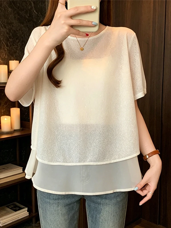 Loose Mid-Sleeve Chinese Style Chiffon Shirt Women's Fashionable Summer New plus Size Cover up Top Breathable Skin-Friendly
Loose Mid-Sleeve Chinese Style Chiffon Shirt Women's Fashionable Summer New plus Size Cover up Top Breathable Skin-Friendly