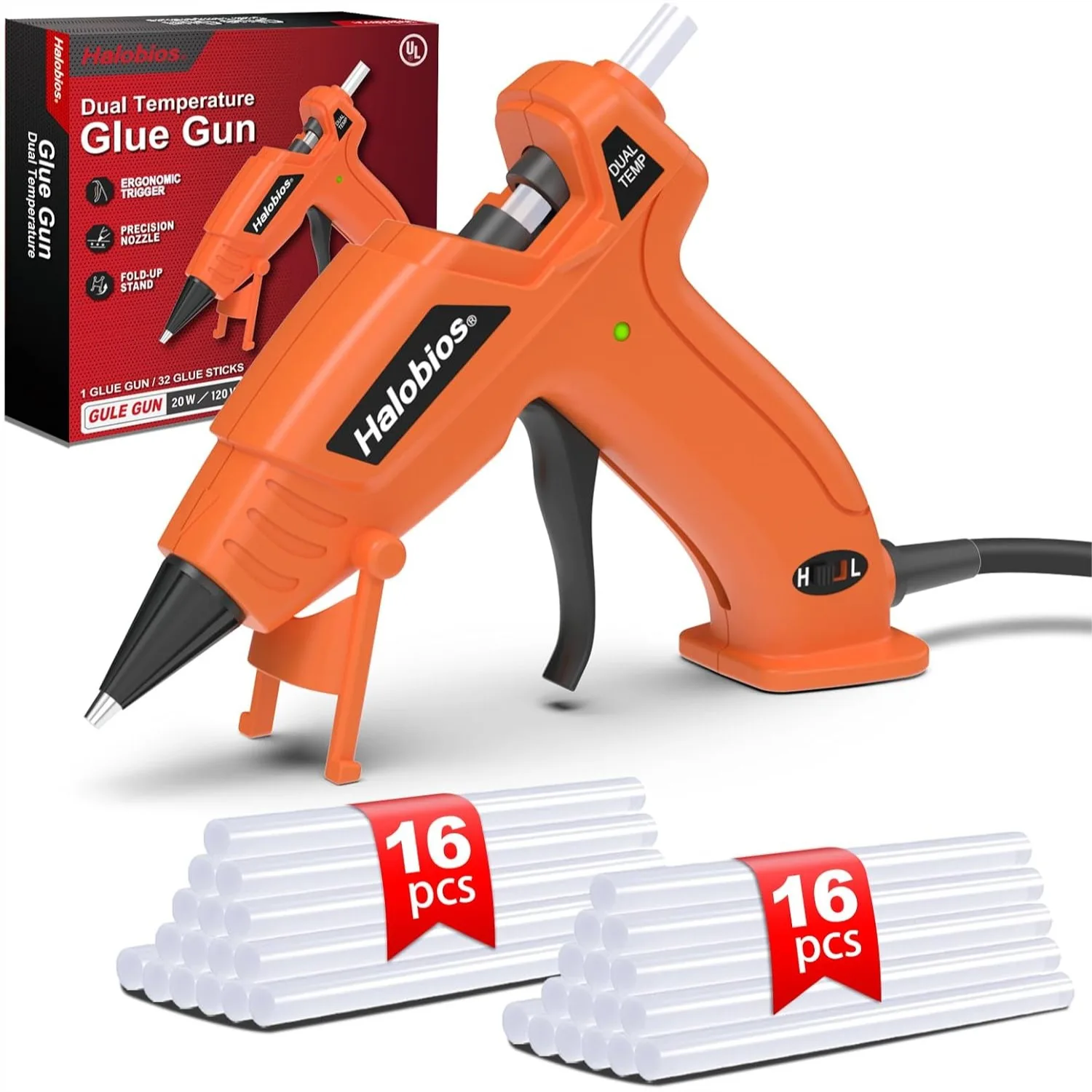 Hot Glue Gun Dual Temp With 32 Glue Sticks, Quick Preheat 90S, Two Temperatures For DIY Crafts And Home Repairs
Hot Glue Gun Dual Temp With 32 Glue Sticks, Quick Preheat 90S, Two Temperatures For DIY Crafts And Home Repairs
