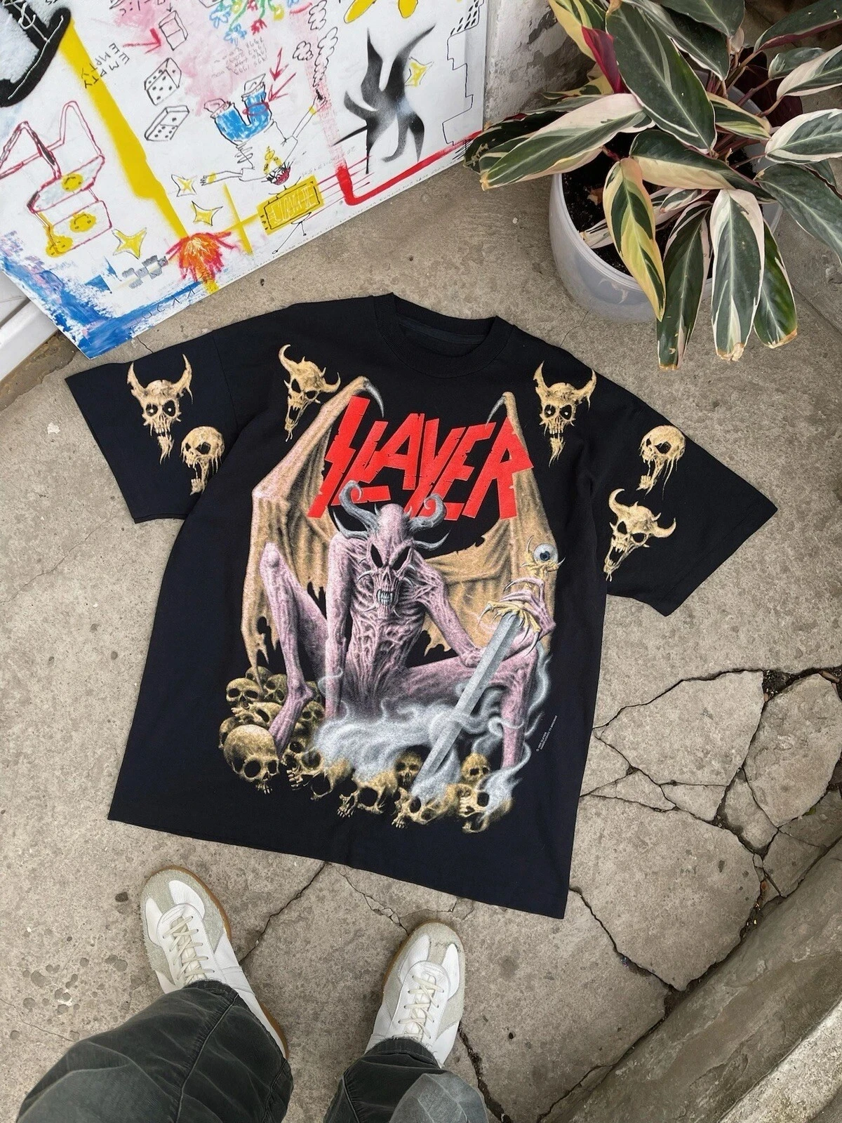 Винтажная футболка Slayer 1994, футболка с принтом Thrash Metal Aop, футболка американской группы, мужская уличная футболка с короткими рукавами, женский хлопковый топ
Винтажная футболка Slayer 1994, футболка с принтом Thrash Metal Aop, футболка американской группы, мужская уличная футболка с короткими рукавами, женский хлопковый топ