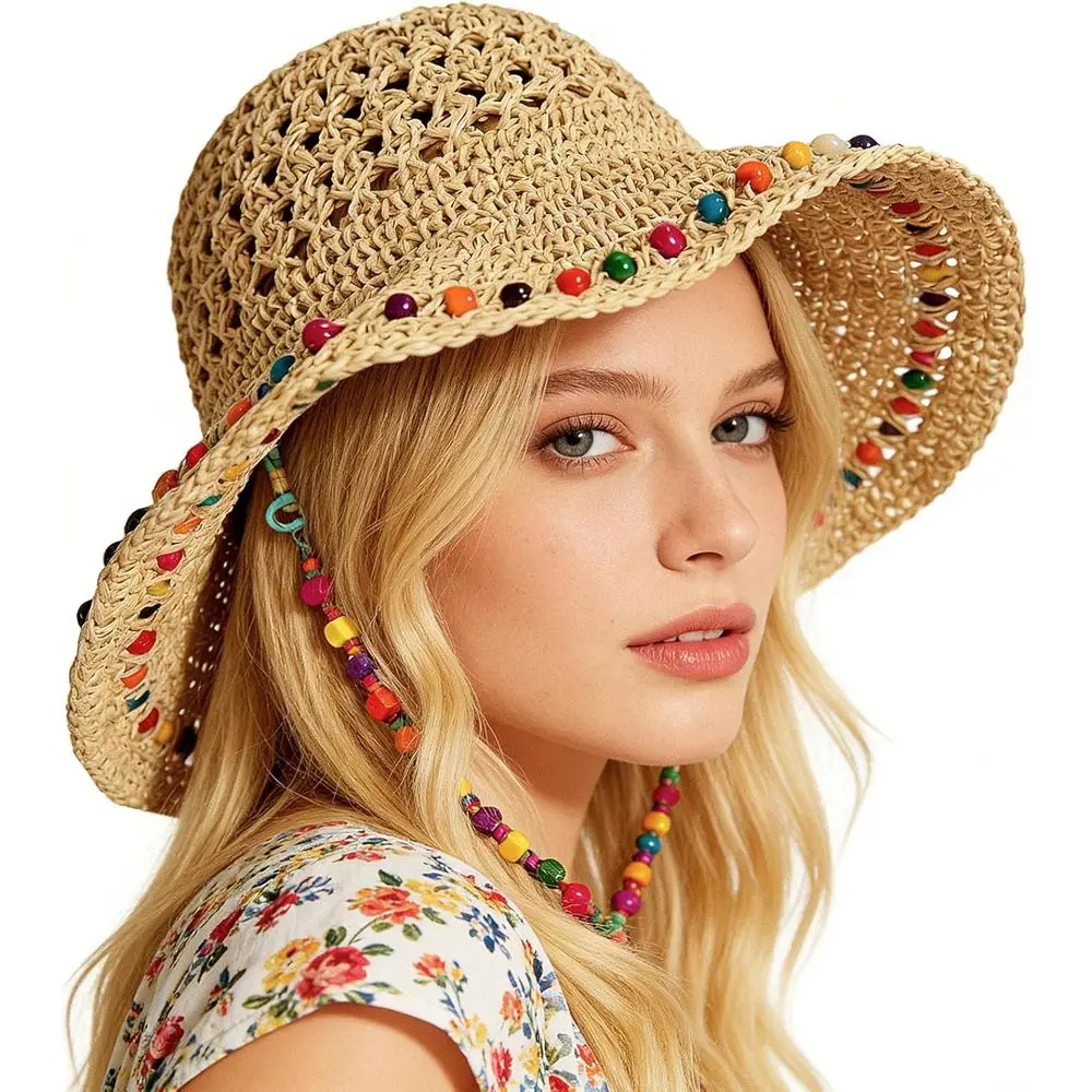 Packable Boho-Style Rainbow Beaded Summer Wide Brim Hat for Women
Packable Boho-Style Rainbow Beaded Summer Wide Brim Hat for Women