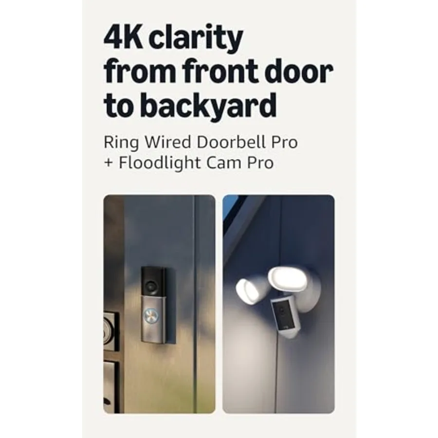 Беспроводной дверной звонок Ring Pro, новейшая модель, глубокий серебристый цвет, с камерой Floodlight Cam Pro (новейшая модель), белый
Беспроводной дверной звонок Ring Pro, новейшая модель, глубокий серебристый цвет, с камерой Floodlight Cam Pro (новейшая модель), белый