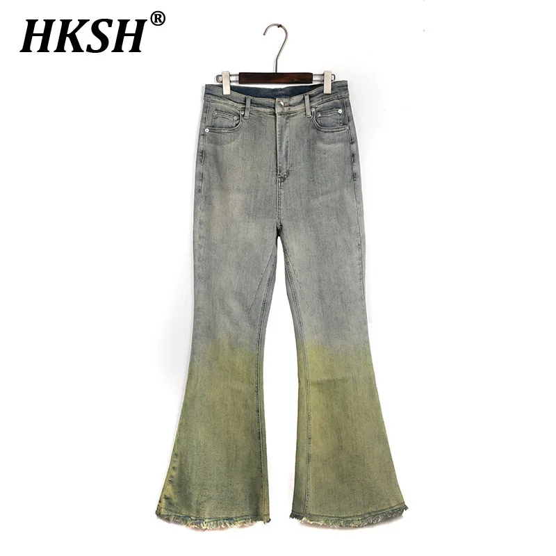 HKSH Spring Autumn New Men's Punk Tide High Street Vintage RO Style Dark Jeans Gradient Jeans Flared Denim Pants Ins Chic HK5817 
HKSH Spring Autumn New Men's Punk Tide High Street Vintage RO Style Dark Jeans Gradient Jeans Flared Denim Pants Ins Chic HK5817