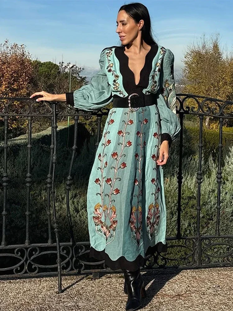 Elegant Long Lantern Sleeve Floral Long Dresses Fashion Patchwork Printed Maxi Dress For Women 2025 Female Beach Party Vestidos
Elegant Long Lantern Sleeve Floral Long Dresses Fashion Patchwork Printed Maxi Dress For Women 2025 Female Beach Party Vestidos