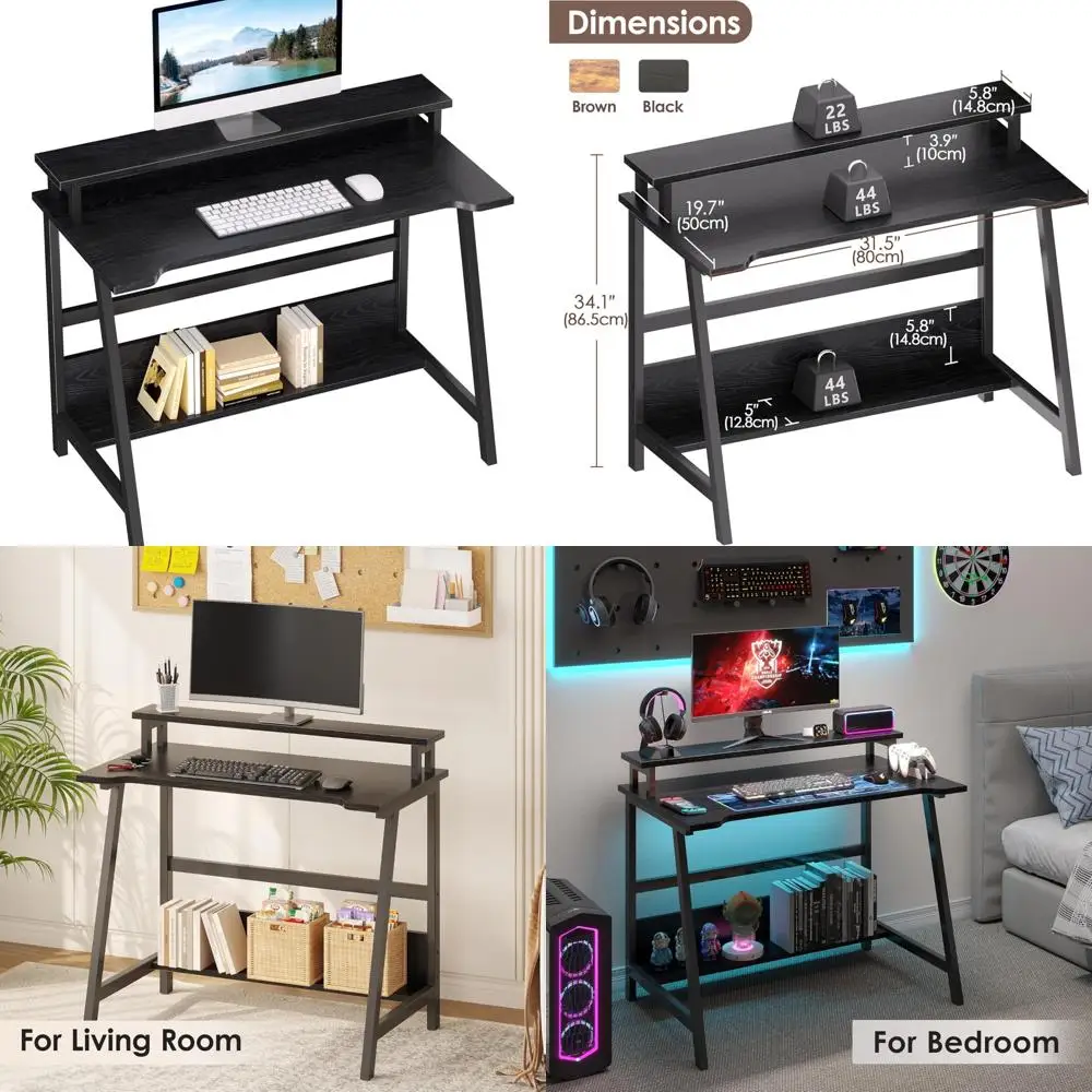 Компактный компьютерный стол с полкой для хранения и книжной полкой для небольших помещений, идеально подходит для домашнего офиса с местом для хранения монитора
Компактный компьютерный стол с полкой для хранения и книжной полкой для небольших помещений, идеально подходит для домашнего офиса с местом для хранения монитора