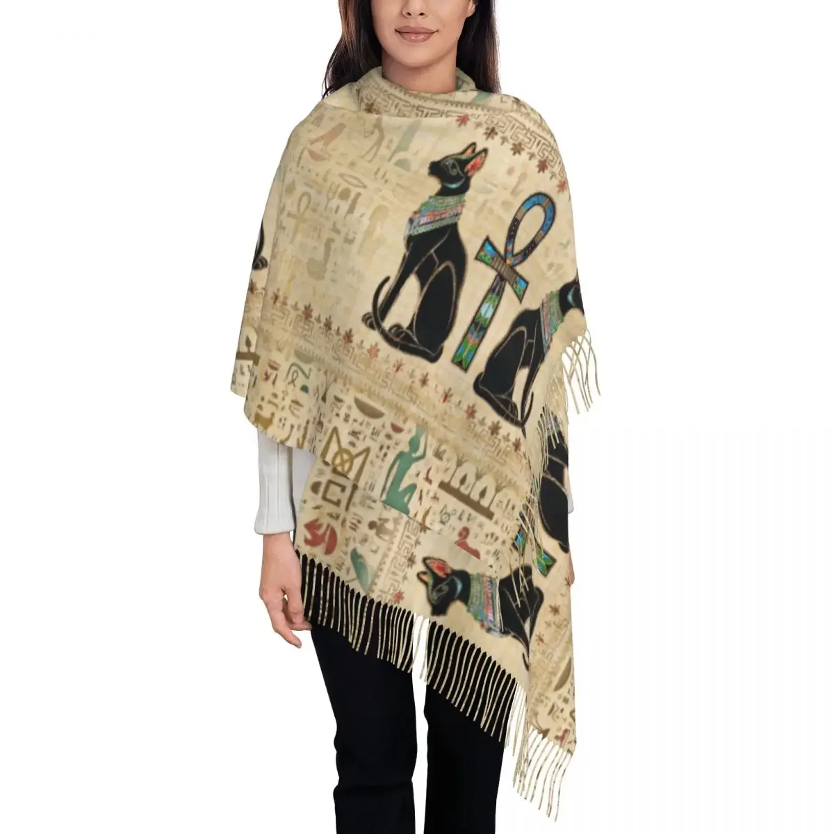Шарф с принтом египетских кошек и крестом Анк для женщин и мужчин, зима-осень, теплые шарфы, шаль Древнего Египта
Шарф с принтом египетских кошек и крестом Анк для женщин и мужчин, зима-осень, теплые шарфы, шаль Древнего Египта