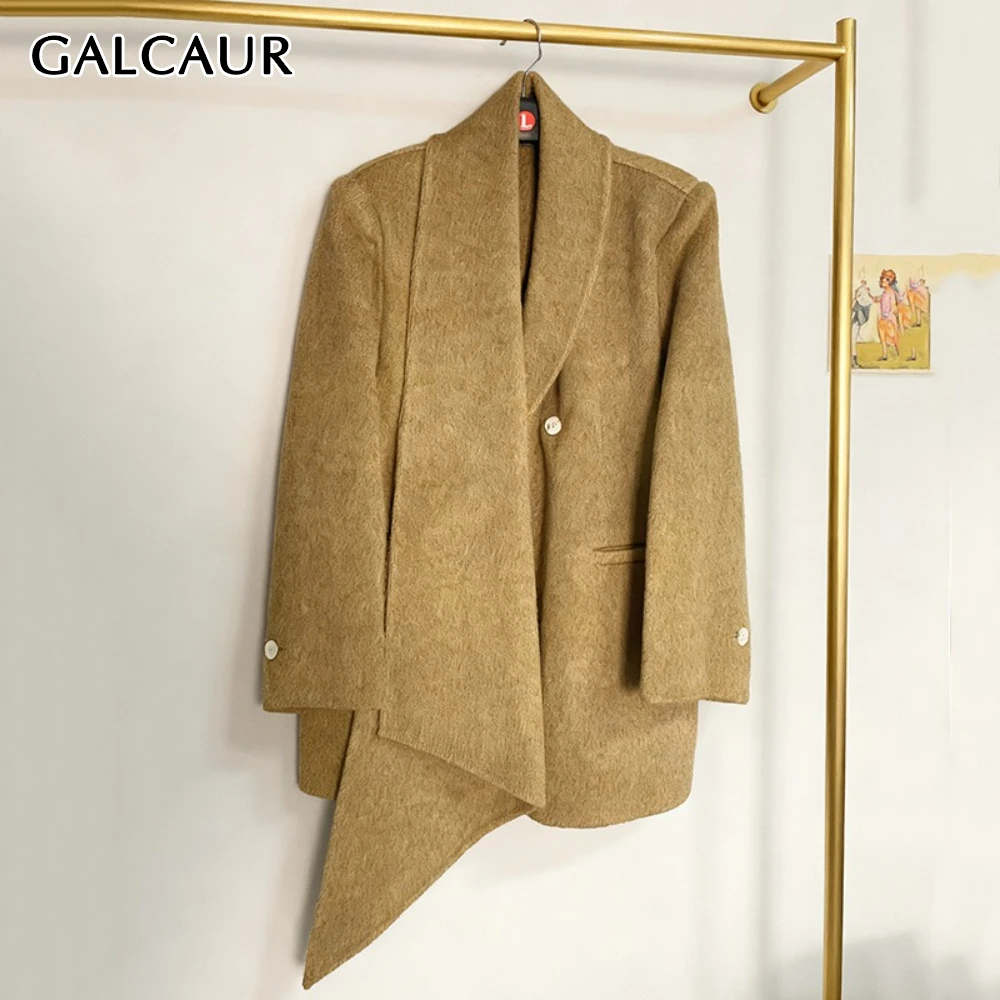 GALCAUR Khakl Spliced Pocket Elegant Jacket Female Lapel Long Sleeve Loose Irregular French Women's Jackets Autumn Fashion New
GALCAUR Khakl Spliced Pocket Elegant Jacket Female Lapel Long Sleeve Loose Irregular French Women's Jackets Autumn Fashion New