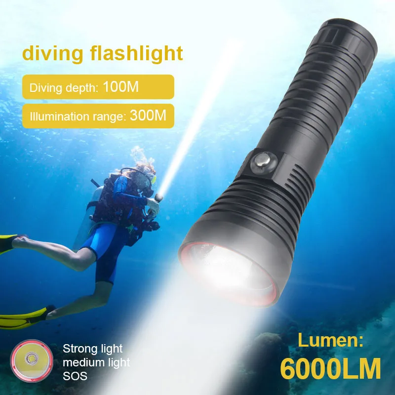 P70 Super bright Diving Flashlight IP68 highest waterproof rating Professional diving light Powered by 18650 battery hand rope
P70 Super bright Diving Flashlight IP68 highest waterproof rating Professional diving light Powered by 18650 battery hand rope