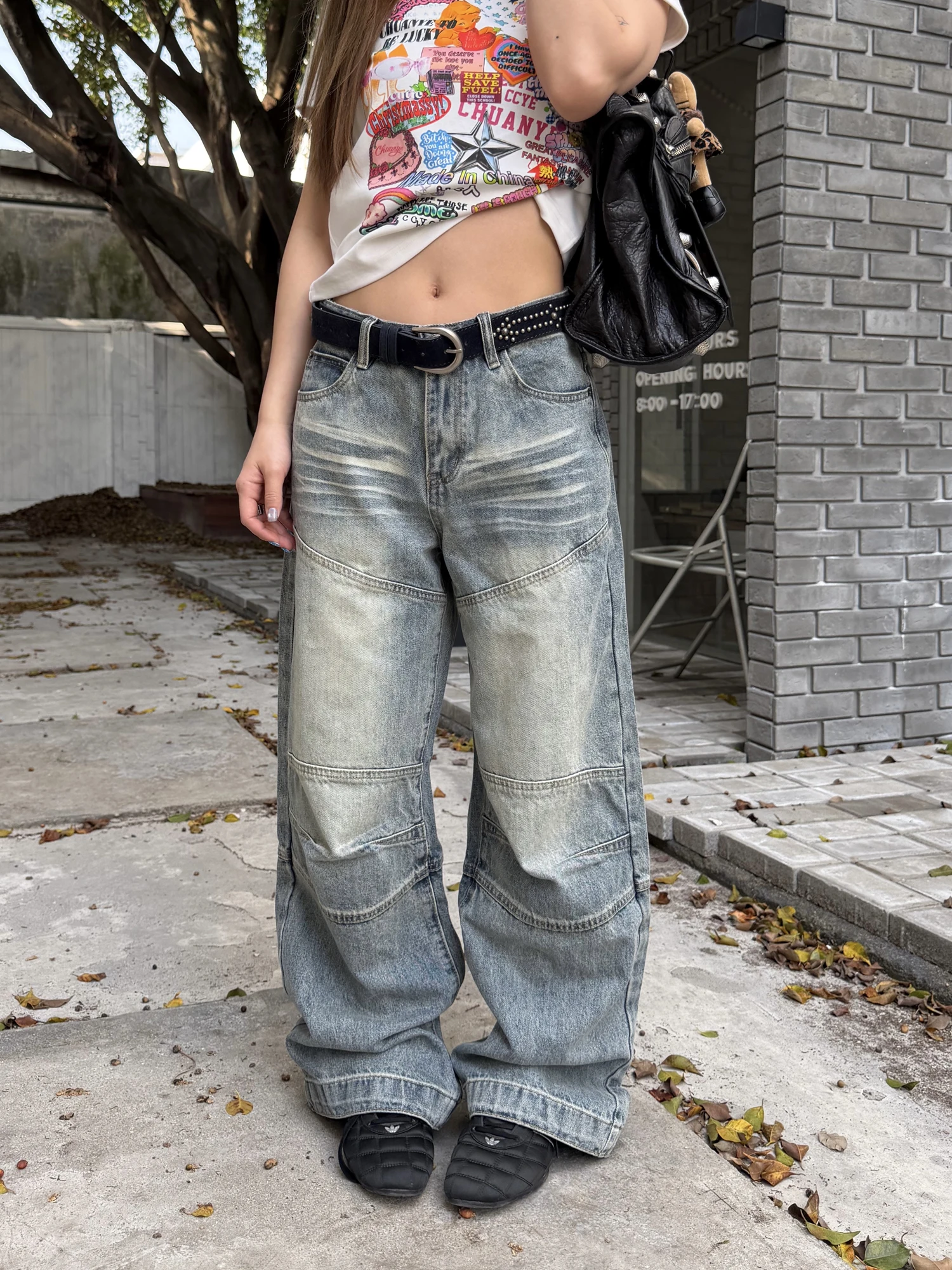 Washed Denim Jeans Straight Leg Loose Fit Patchwork Casual Women's Jeans Old Fashioned Wide Leg Street Style Long Trousers
Washed Denim Jeans Straight Leg Loose Fit Patchwork Casual Women's Jeans Old Fashioned Wide Leg Street Style Long Trousers