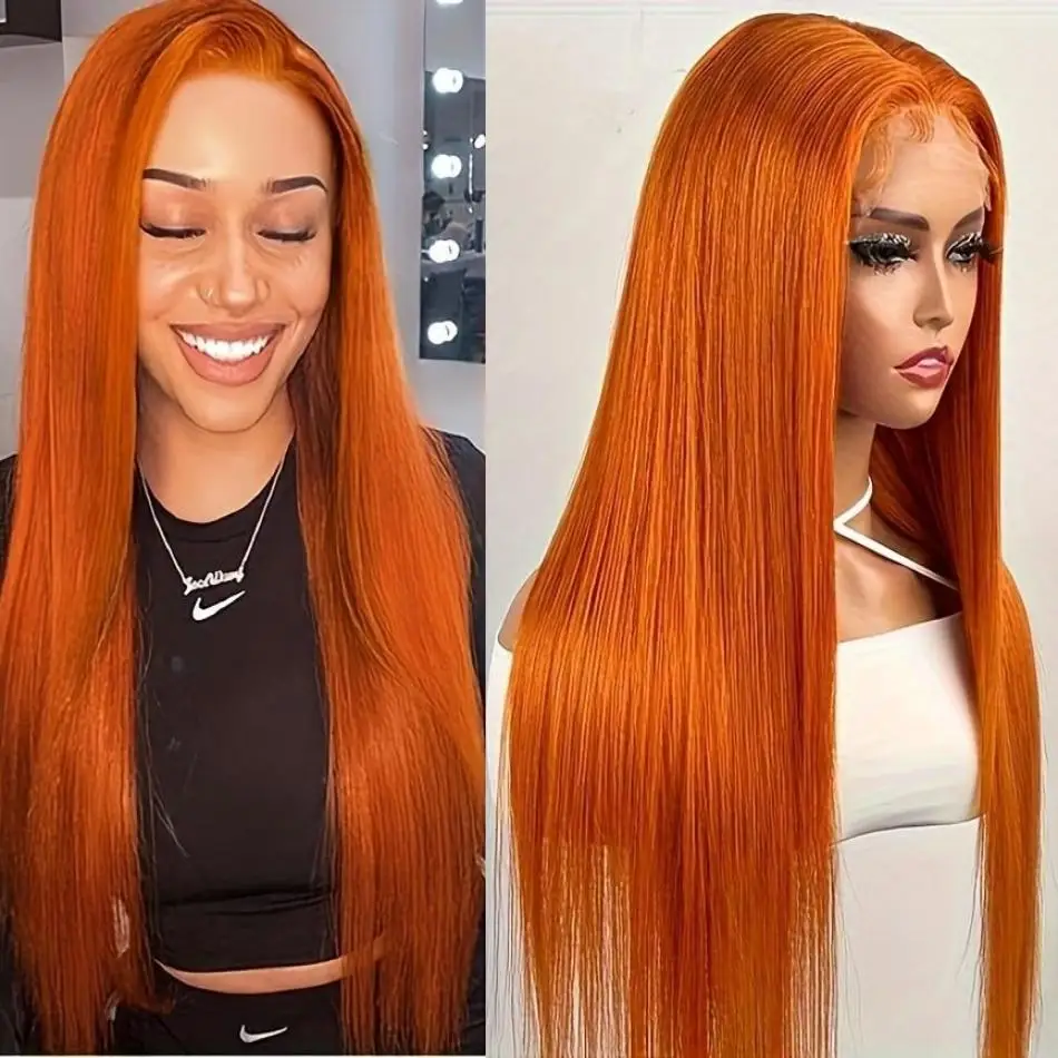 Ginger Orange Colored Straight 13x4 13x6 HD Lace Frontal Wig 30 40 Inch Human Hair 100% PrePlucked Transparent Brazilian Wig
Ginger Orange Colored Straight 13x4 13x6 HD Lace Frontal Wig 30 40 Inch Human Hair 100% PrePlucked Transparent Brazilian Wig