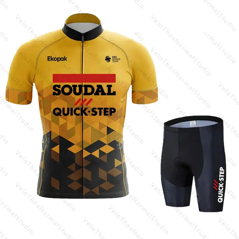 Cycling Set Short sleeve Jersey Kit and Bib Shorts Pro Race Bicycle Clothing Suit Summer MTB Ropa Maillot Soudal Quick-Step
Cycling Set Short sleeve Jersey Kit and Bib Shorts Pro Race Bicycle Clothing Suit Summer MTB Ropa Maillot Soudal Quick-Step
