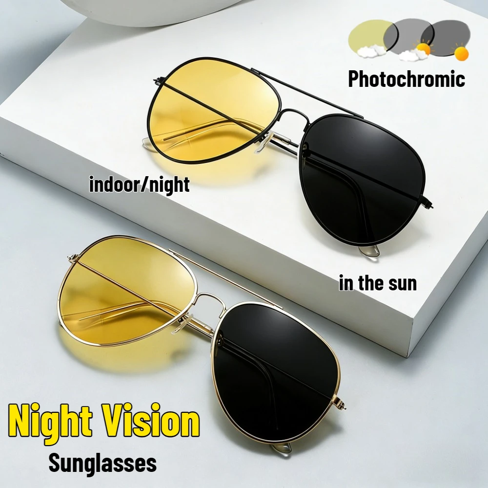 Retro Large Frame Photochromic Night Vision Sunglasses Men and Women Night Driving Riding Sunglasses Fashion UV400 Glasses
Retro Large Frame Photochromic Night Vision Sunglasses Men and Women Night Driving Riding Sunglasses Fashion UV400 Glasses