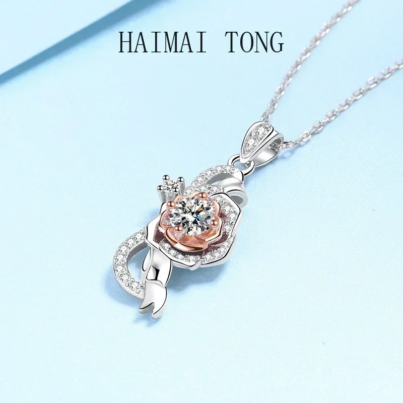 Quality Platinum PT950 Girls Rose Flower Necklace with 0.5ct Moissanite Pendant for Women D Color Sparkling Diamond Fine Jewelry
Quality Platinum PT950 Girls Rose Flower Necklace with 0.5ct Moissanite Pendant for Women D Color Sparkling Diamond Fine Jewelry