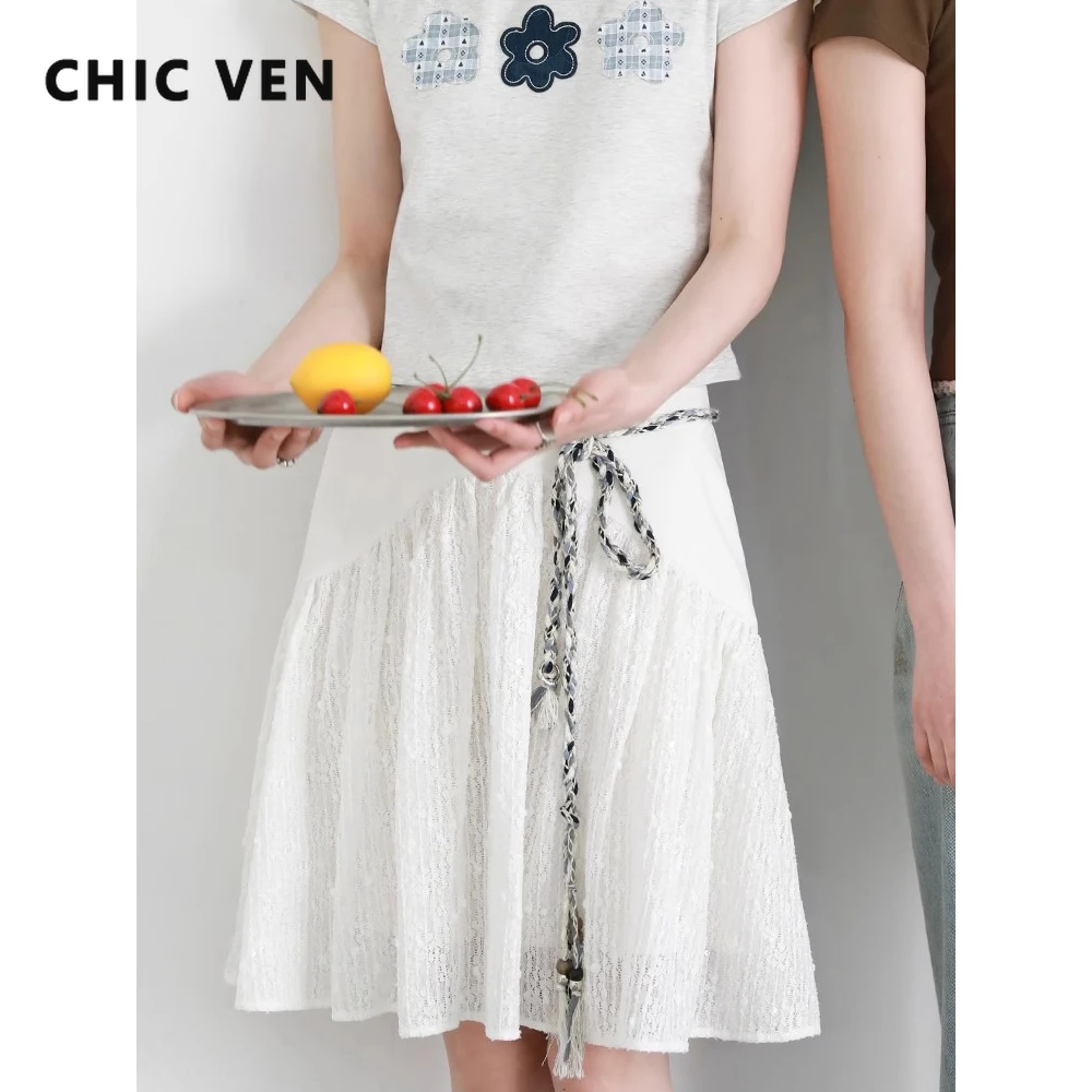 Женские юбки CHIC VEN, новая кружевная юбка-миди с высокой талией и блестками, прямая плиссированная белая женская короткая юбка трапециевидной формы, лето 2025 г.
Женские юбки CHIC VEN, новая кружевная юбка-миди с высокой талией и блестками, прямая плиссированная белая женская короткая юбка трапециевидной формы, лето 2025 г.