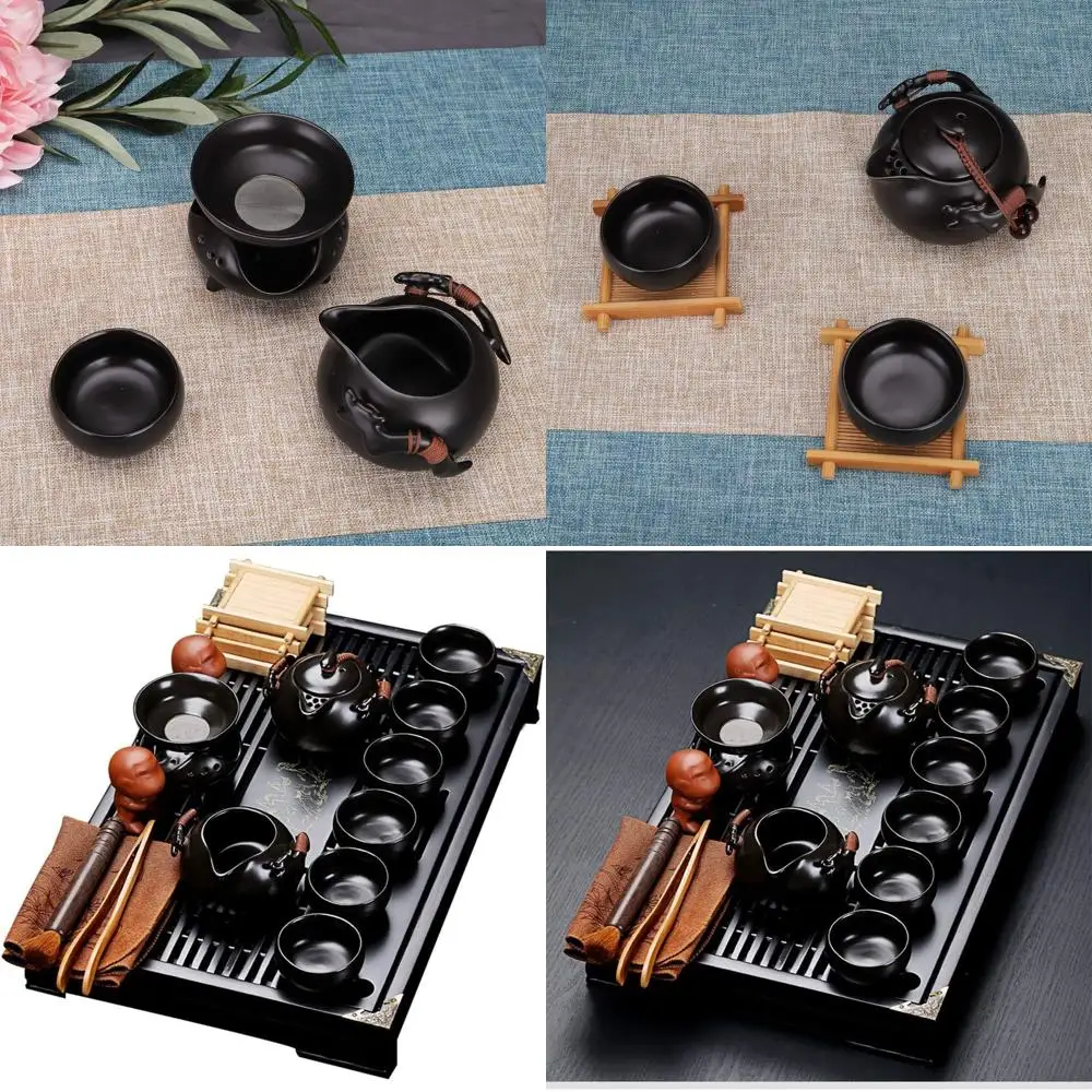 Porcelain Chinese Black Ceic Kung Tea Set with Tray and Mini Tools
Porcelain Chinese Black Ceic Kung Tea Set with Tray and Mini Tools