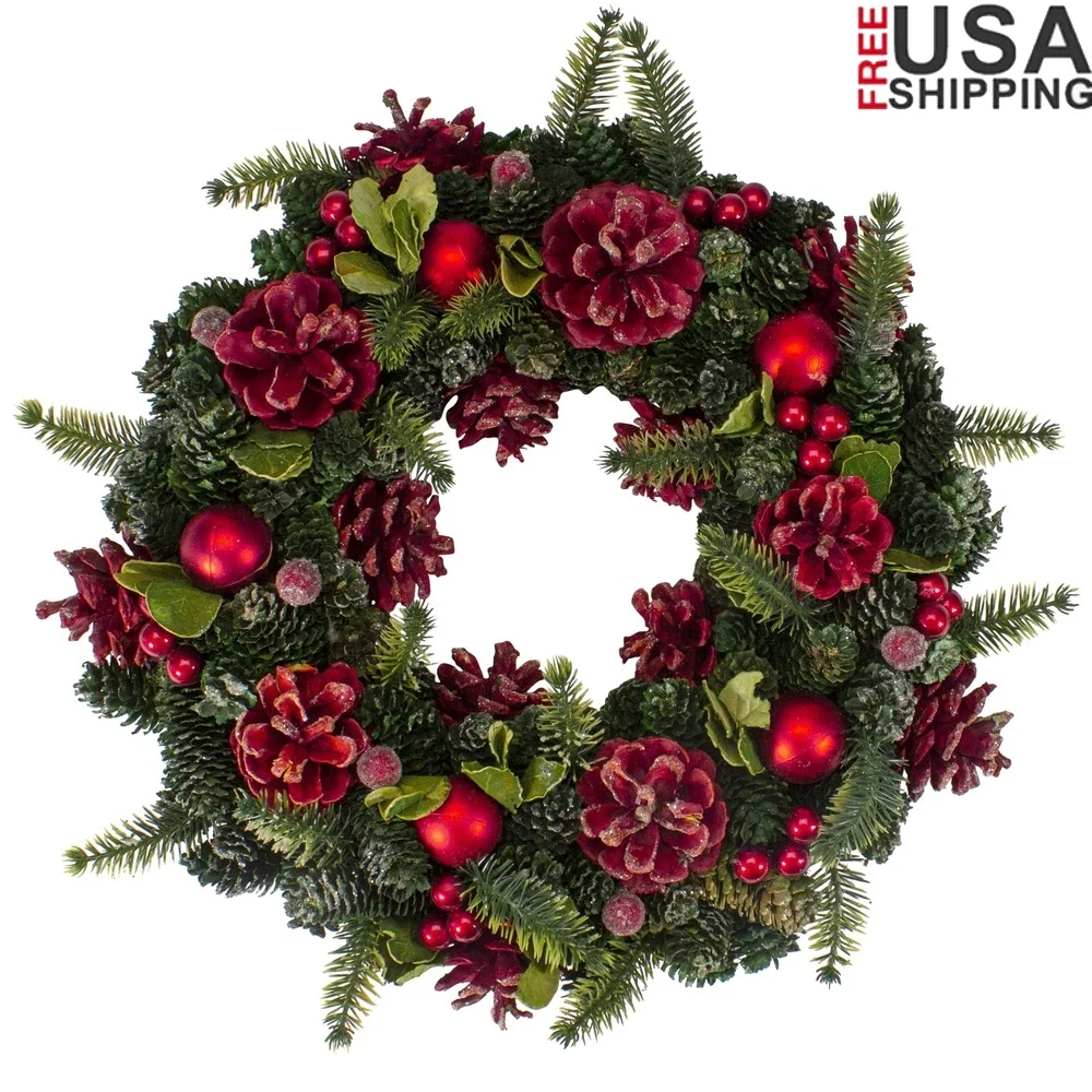 Christmas Wreath Decorative Artificial Pine Cones Red Ornaments Glitter Berries Indoor Holiday Door Wall Centerpiece
Christmas Wreath Decorative Artificial Pine Cones Red Ornaments Glitter Berries Indoor Holiday Door Wall Centerpiece