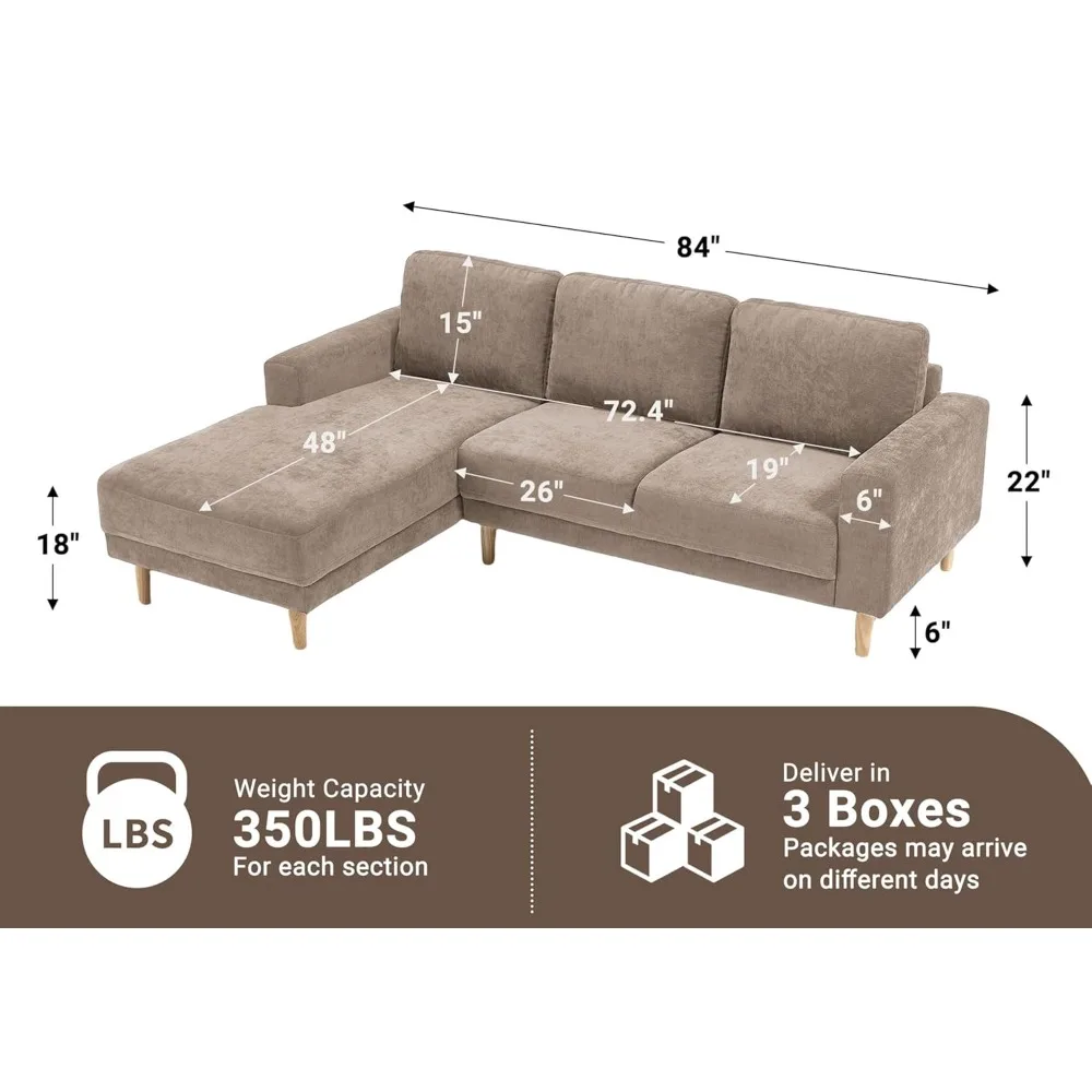 L-Shape 3-Seat Chenille Sectional Sofa, Solid Wood Frame for Small Living Room, Beige, Customized
L-Shape 3-Seat Chenille Sectional Sofa, Solid Wood Frame for Small Living Room, Beige, Customized