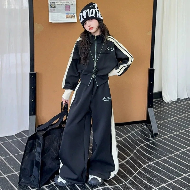 2026 tracksuit autumn teenager kids girl Children set Clothes striped Cardigan jacket + wide leg loose pants 4 8 10 12 15 Year
2026 tracksuit autumn teenager kids girl Children set Clothes striped Cardigan jacket + wide leg loose pants 4 8 10 12 15 Year