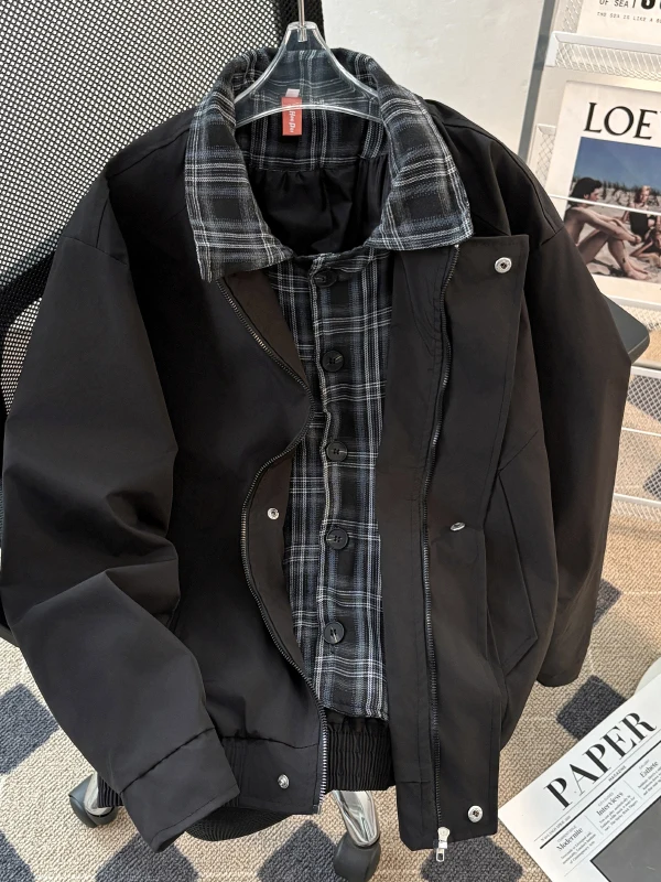 Мужская куртка в американском стиле с клетчатыми вставками, имитация двухслойности, весенне-осенний повседневный топ в стиле милитари, свободный крой, длинный рукав, Z...
Мужская куртка в американском стиле с клетчатыми вставками, имитация двухслойности, весенне-осенний повседневный топ в стиле милитари, свободный крой, длинный рукав, Z...