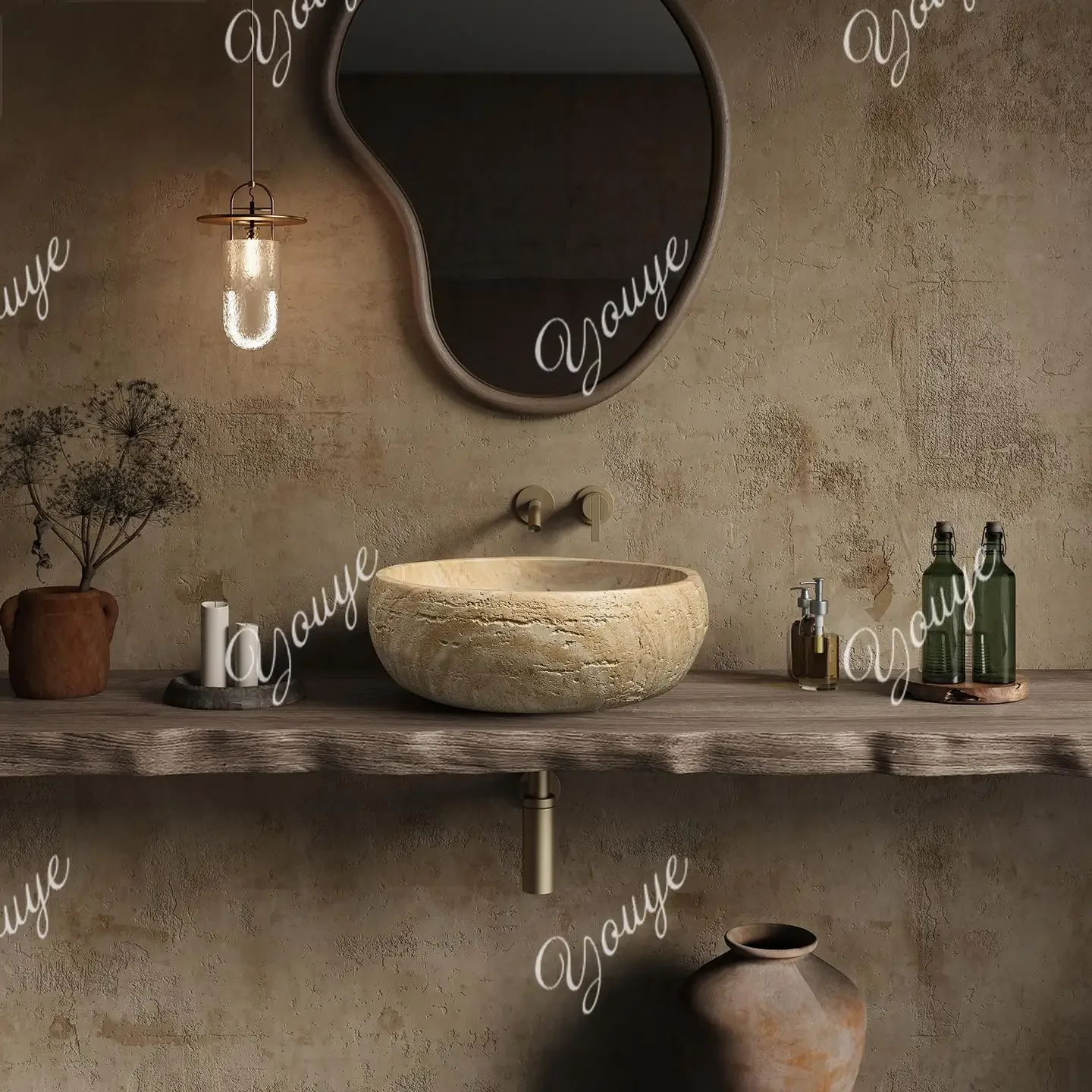 To Vintage Round Travertine Vessel Sink, Beige Mid-century Modern Console Basin For Hotel Villa Bathroom, Customizable
To Vintage Round Travertine Vessel Sink, Beige Mid-century Modern Console Basin For Hotel Villa Bathroom, Customizable