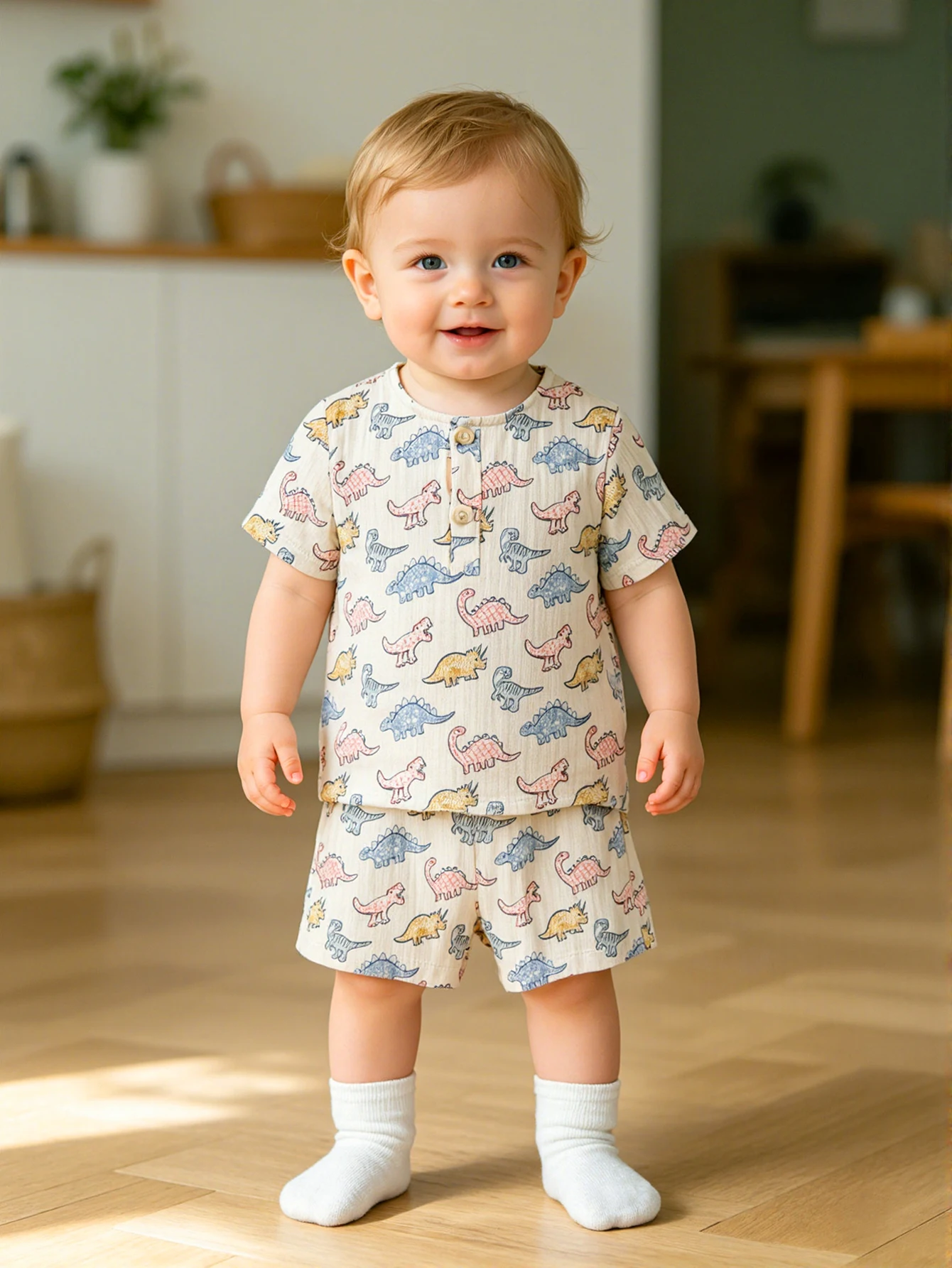 Summer Baby Boy Dinosaur Printed Short Sleeve & Shorts Set Button Design Casual Fashion Toddler Outfit
Summer Baby Boy Dinosaur Printed Short Sleeve & Shorts Set Button Design Casual Fashion Toddler Outfit