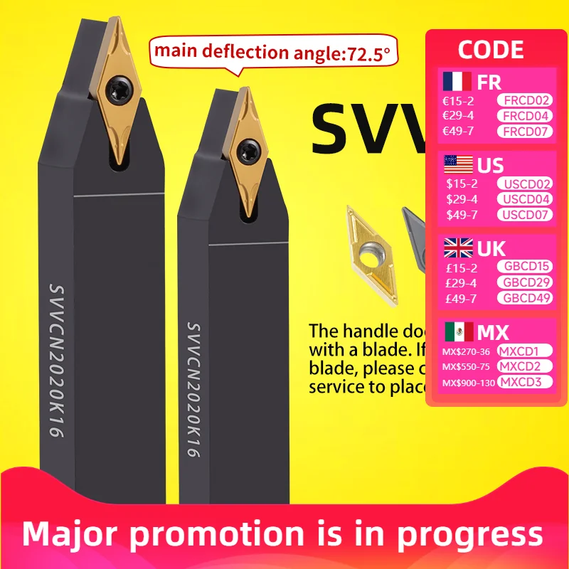 SVVCN External Turning Tool Cutter Bar CNC Lathe Bar Turning Holder 1616 2020 2525 for Precision Metalworking And Machining
SVVCN External Turning Tool Cutter Bar CNC Lathe Bar Turning Holder 1616 2020 2525 for Precision Metalworking And Machining