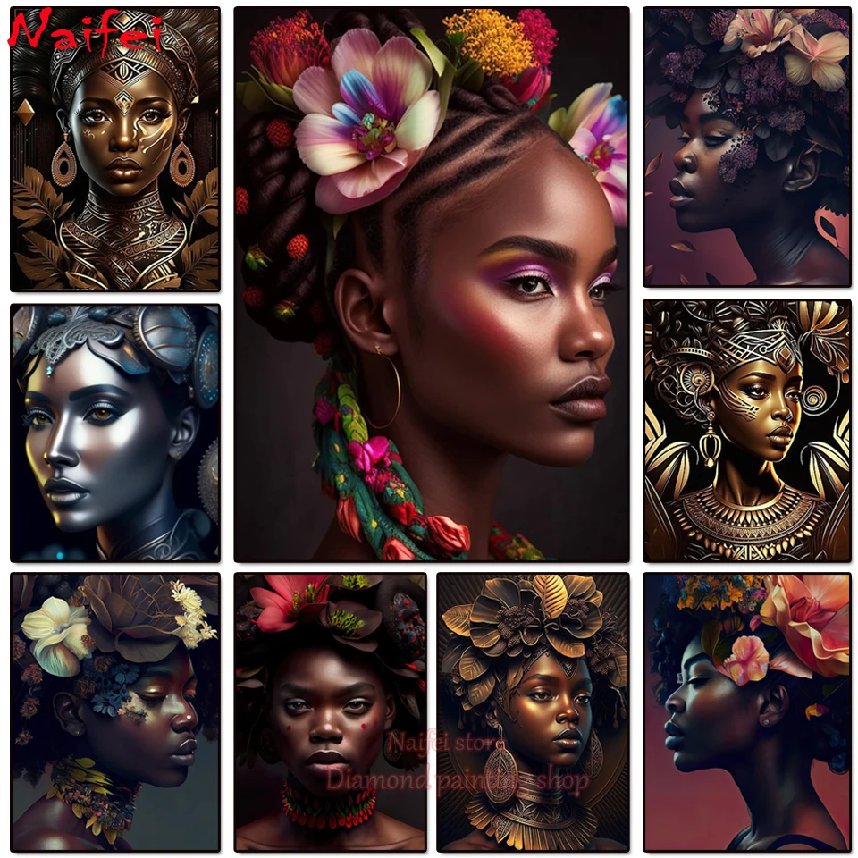 African Flower Woman 5D DIY Diamond Painting Lady Portrait Cross Stitch Full Drill Embroidery Mosaic Art Picture of Rhinestones
African Flower Woman 5D DIY Diamond Painting Lady Portrait Cross Stitch Full Drill Embroidery Mosaic Art Picture of Rhinestones