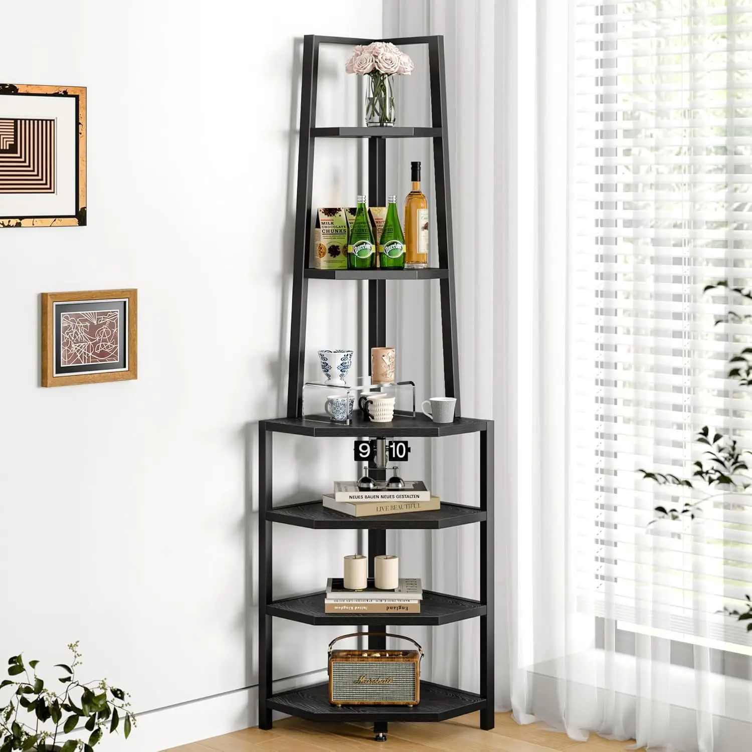 6-Tier Corner Shelf with Metal Frame, Industrial Bookshelf for Living Room, Bedroom, Home Office
6-Tier Corner Shelf with Metal Frame, Industrial Bookshelf for Living Room, Bedroom, Home Office