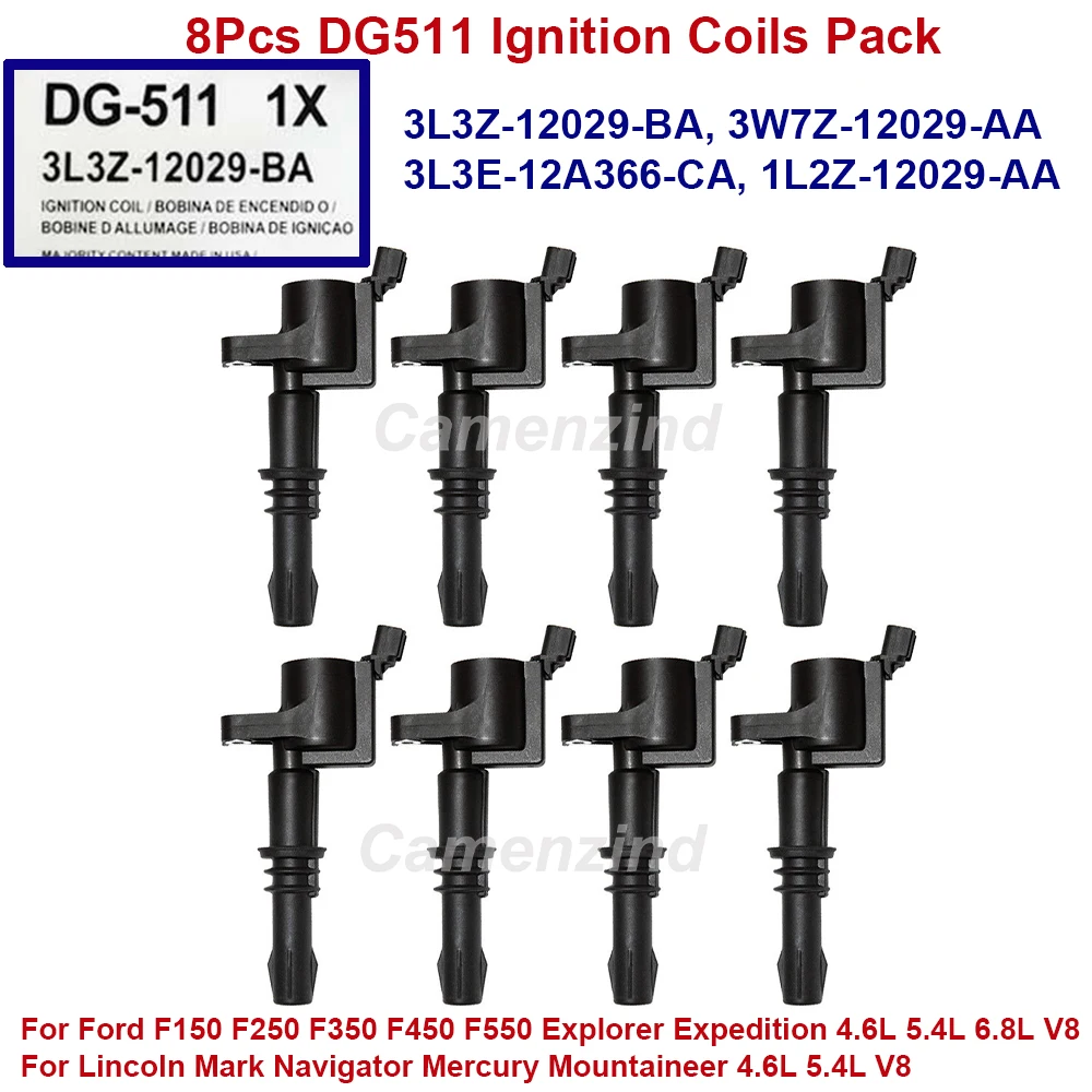 8Pcs Ignition Coils DG511 DG-511 3L3Z-12029-BA 3W7Z-12029-AA for F150 F250 F350 Explorer Expedition Lincoln Mark 4.6L 5.4L V8
8Pcs Ignition Coils DG511 DG-511 3L3Z-12029-BA 3W7Z-12029-AA for F150 F250 F350 Explorer Expedition Lincoln Mark 4.6L 5.4L V8
