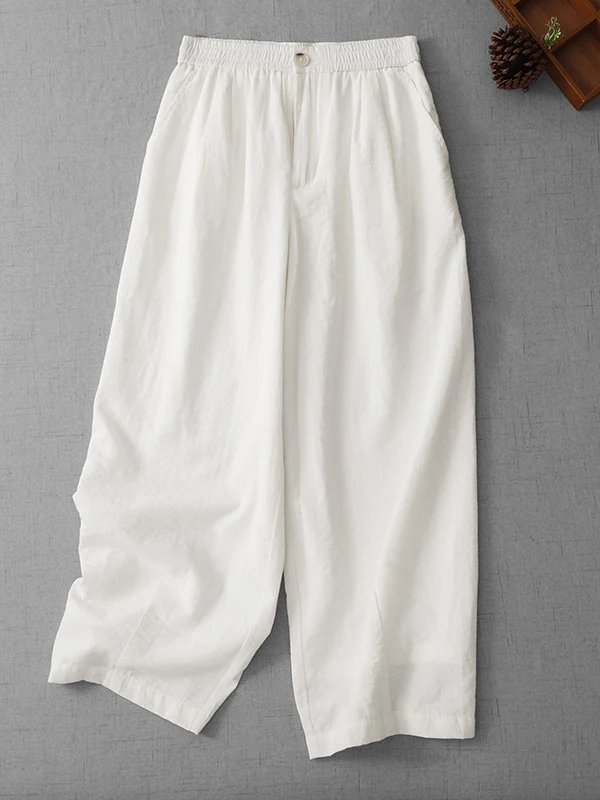 Loose Wide Leg Nine-Tenths Pants Elastic Waist Pure Color Cool Feeling Summer New Style Casual Loose Women's plus Size Trousers
Loose Wide Leg Nine-Tenths Pants Elastic Waist Pure Color Cool Feeling Summer New Style Casual Loose Women's plus Size Trousers