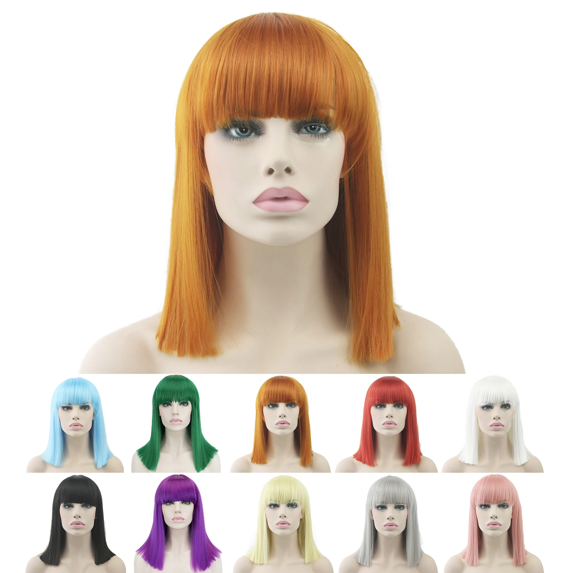 Soowee Short Orange Synthetic Cut Hair Cosplay Wig with Straight Bangs Halloween Costume Party Bob Wigs for Girls
Soowee Short Orange Synthetic Cut Hair Cosplay Wig with Straight Bangs Halloween Costume Party Bob Wigs for Girls