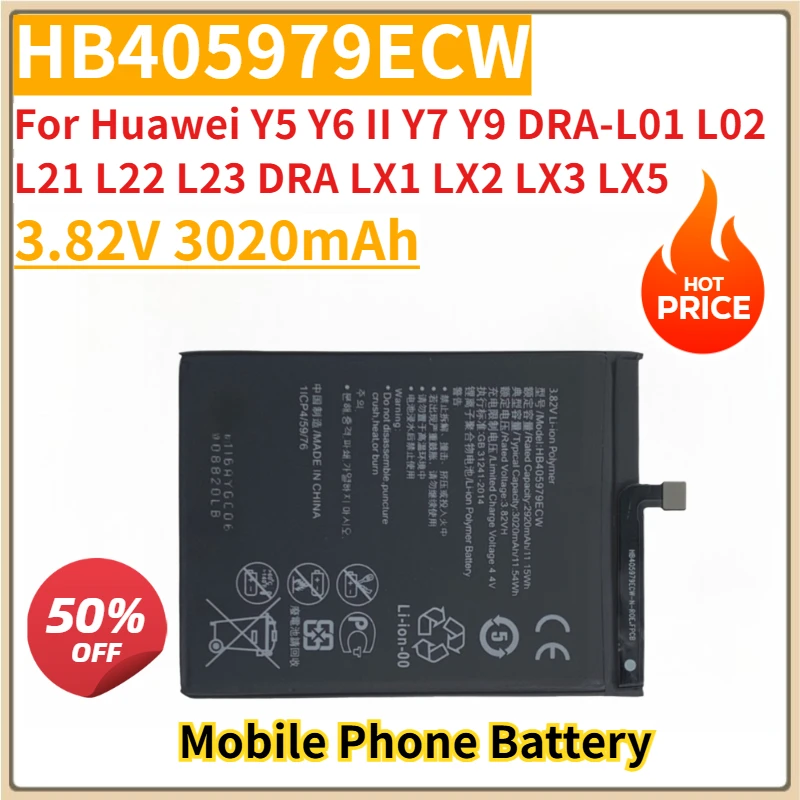 Новый сменный аккумулятор для телефона 3,82 В 3020 мАч HB405979ECW для Huawei Y5 Y6 II Y7 Y9 DRA-L01 L02 L21 L22 L23 DRA LX1 LX2 LX3 LX5
Новый сменный аккумулятор для телефона 3,82 В 3020 мАч HB405979ECW для Huawei Y5 Y6 II Y7 Y9 DRA-L01 L02 L21 L22 L23 DRA LX1 LX2 LX3 LX5