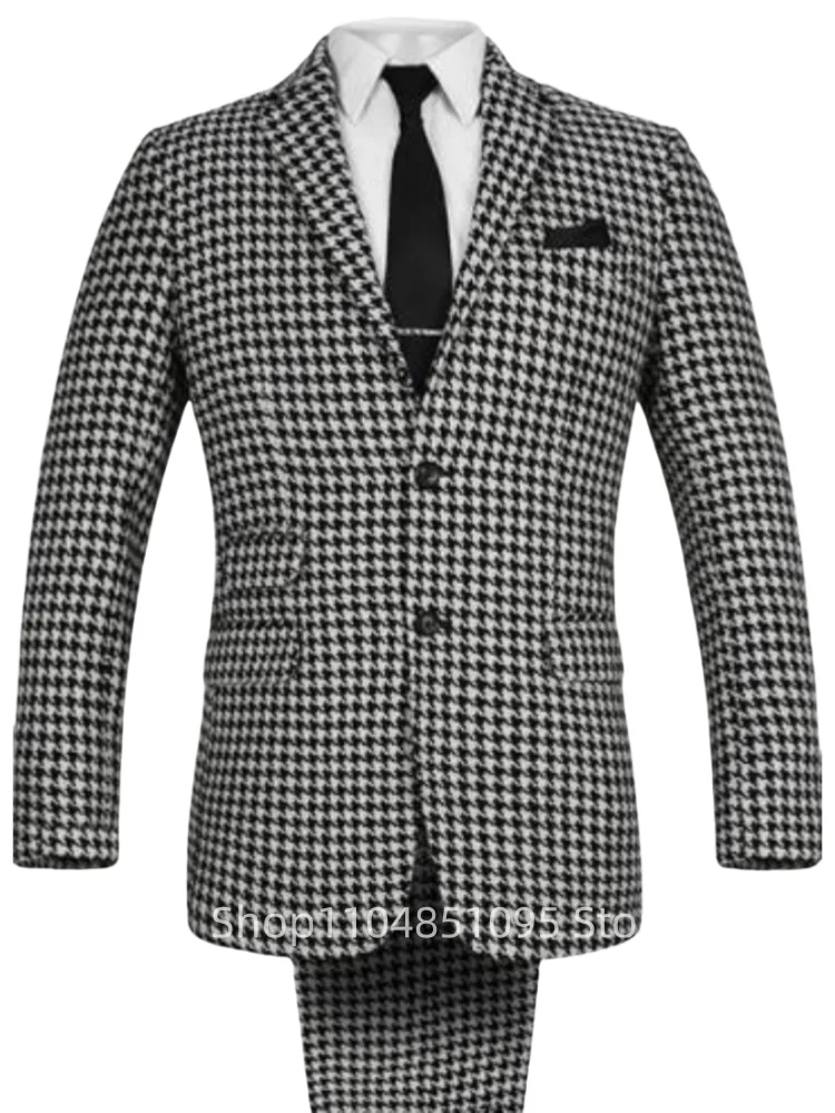 Plaid Men Suits for Wedding Business Slim Fit 2 PCS Houndstooth Check Groom Tuxedos Male Fashion Men Clothes Jacket With Pants
Plaid Men Suits for Wedding Business Slim Fit 2 PCS Houndstooth Check Groom Tuxedos Male Fashion Men Clothes Jacket With Pants