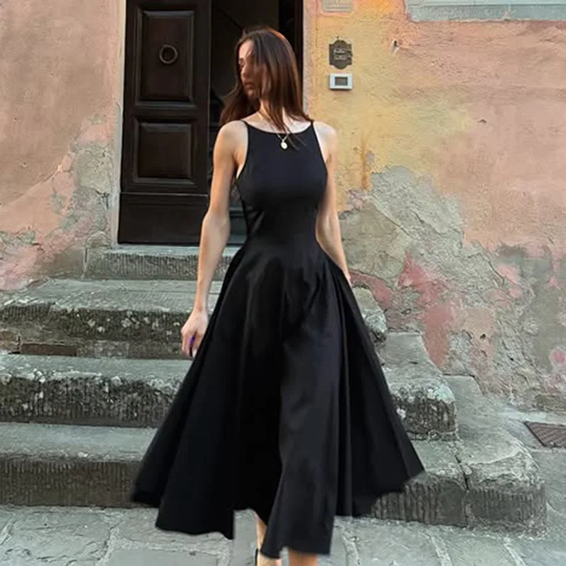 Tsiisd Elegant Women's Sleeveless Halter Maxi Dress Backless High Waist A Line Solid Luxury Evening Party Chic Female Dresses
Tsiisd Elegant Women's Sleeveless Halter Maxi Dress Backless High Waist A Line Solid Luxury Evening Party Chic Female Dresses