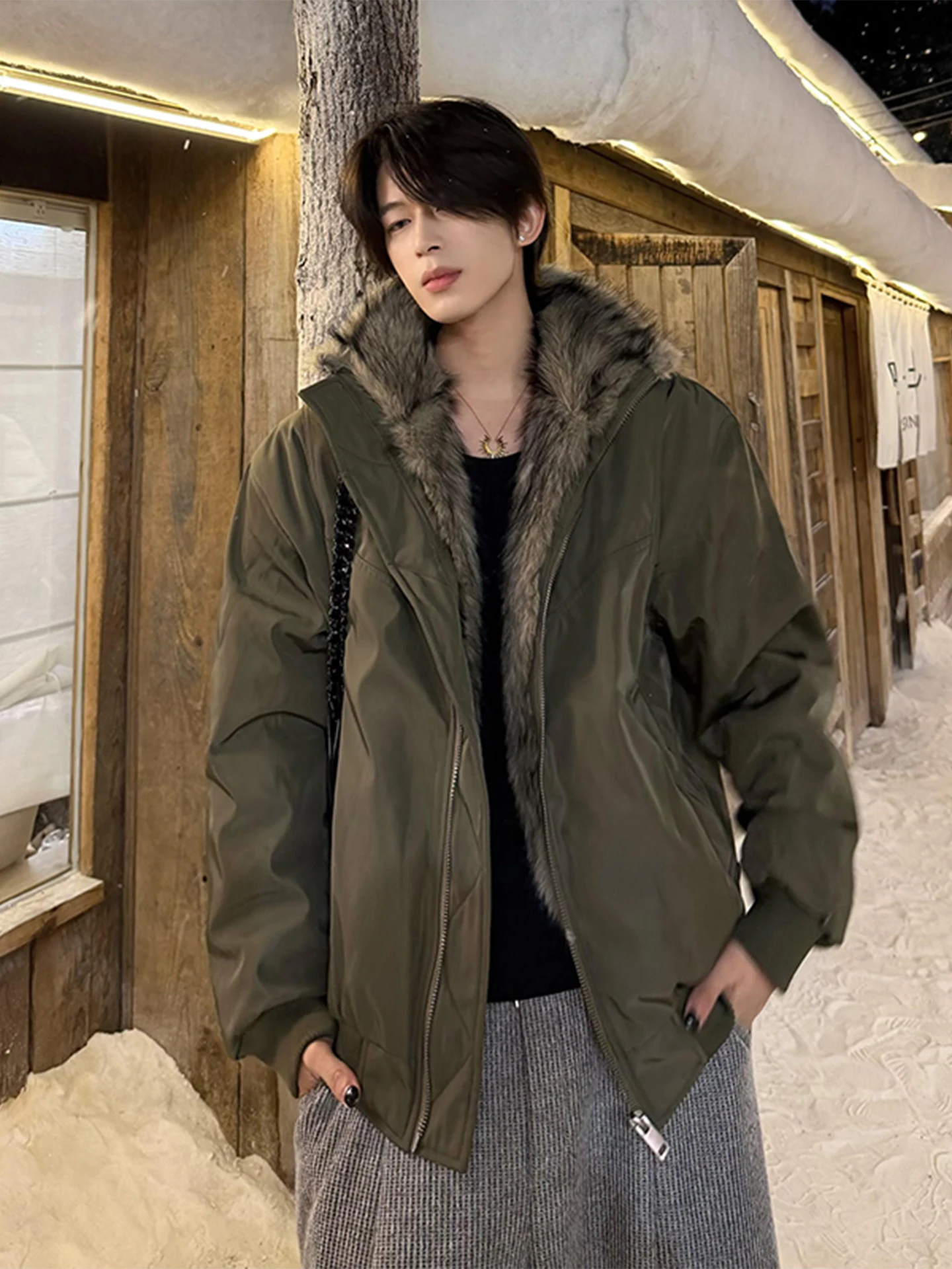 Thiened Winter Cotton Jaet Men's Sle Wolf Tone Mountain Eagle Design Warmth Artificial Fur Collar Coat for Teens
Thiened Winter Cotton Jaet Men's Sle Wolf Tone Mountain Eagle Design Warmth Artificial Fur Collar Coat for Teens