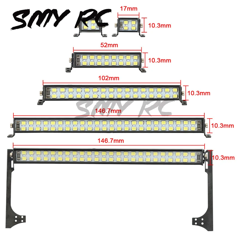 Bright Light Bar 17/52/102/147mm for 1/10 RC Crawler Car Axial SCX10 90046 TRX-4 TAMIYA CC01 D90 Redcat
Bright Light Bar 17/52/102/147mm for 1/10 RC Crawler Car Axial SCX10 90046 TRX-4 TAMIYA CC01 D90 Redcat