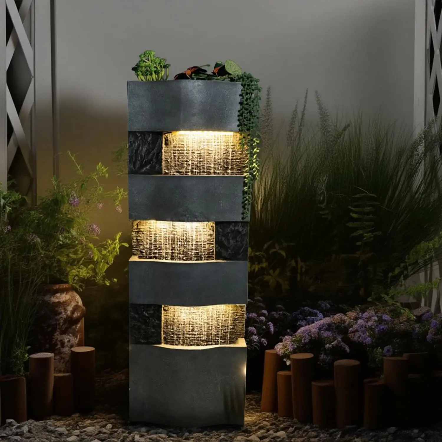 4-Tier Floor Standing Garden Fountain LED Light Patio Backyard Deck 40.5in Customized
4-Tier Floor Standing Garden Fountain LED Light Patio Backyard Deck 40.5in Customized