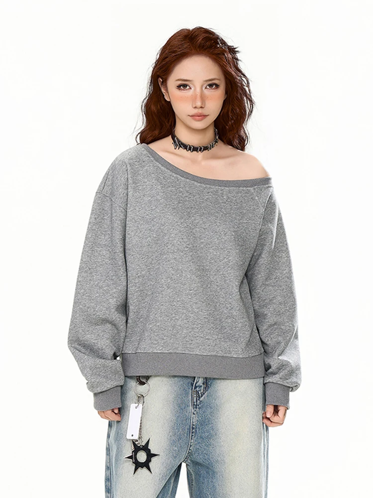Spring Autumn Fashion Brand Hoodie T-shirt Top Women's New Fashionable Wide Truffle Shoulder Skew Neck Korean Top S337
Spring Autumn Fashion Brand Hoodie T-shirt Top Women's New Fashionable Wide Truffle Shoulder Skew Neck Korean Top S337