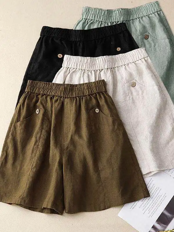 Summer New High-End Cotton Linen Women's Loose Casual Pure Color Five-Quarter Wide Leg Pants High Waist Elastic Waist Shorts
Summer New High-End Cotton Linen Women's Loose Casual Pure Color Five-Quarter Wide Leg Pants High Waist Elastic Waist Shorts