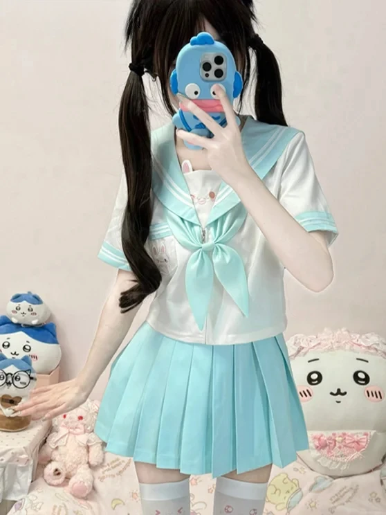 Jk Uniform Female Japanese Preppy Style Sweet Cute Cartoon Embroidery Rabbit Ears Navy Collar Shirt Pleated Skirt Two-piece 2025
Jk Uniform Female Japanese Preppy Style Sweet Cute Cartoon Embroidery Rabbit Ears Navy Collar Shirt Pleated Skirt Two-piece 2025