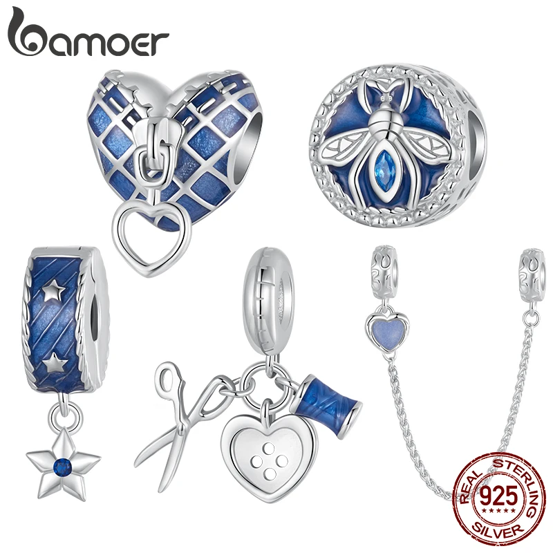 Bamoer Original 925 Sterling Silver Denim Blue Beads Tailor Set Pendant Bee Button Charm Cute For Women Party Gift Fine Jewelry
Bamoer Original 925 Sterling Silver Denim Blue Beads Tailor Set Pendant Bee Button Charm Cute For Women Party Gift Fine Jewelry