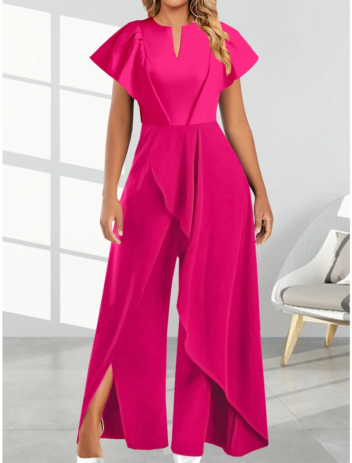 Femme Jumpsuit Fashion Elegant Solid Color Spring Summer V-neck Short Sleeved Irregular Wide Leg Pants Women Streetwear Playsuit
Femme Jumpsuit Fashion Elegant Solid Color Spring Summer V-neck Short Sleeved Irregular Wide Leg Pants Women Streetwear Playsuit