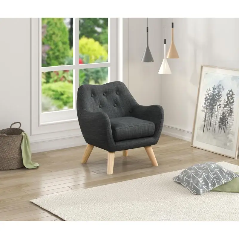 19.5"W Gray Linen Kids Chair with Tufted Back and Wooden Legs for Stylish Nursery or Playroom Seating
19.5"W Gray Linen Kids Chair with Tufted Back and Wooden Legs for Stylish Nursery or Playroom Seating