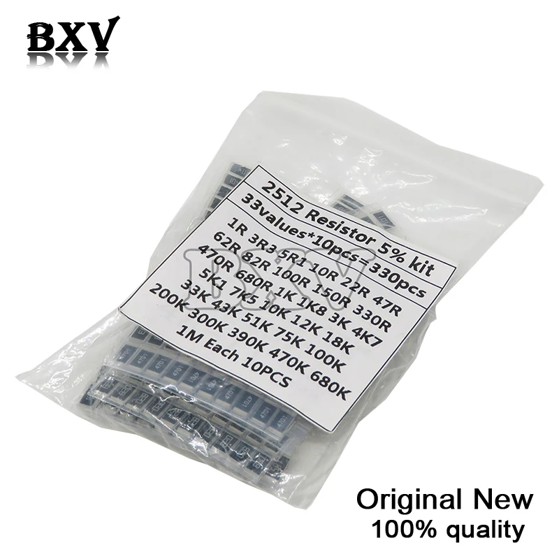 330PCS 1 Ohm-1M Ohm Electronic Resistors 5% 2512 SMD Resistor Assorted Kit Set 10R 47R 100R 10K 470K 680K Smd Resistor Pack
330PCS 1 Ohm-1M Ohm Electronic Resistors 5% 2512 SMD Resistor Assorted Kit Set 10R 47R 100R 10K 470K 680K Smd Resistor Pack