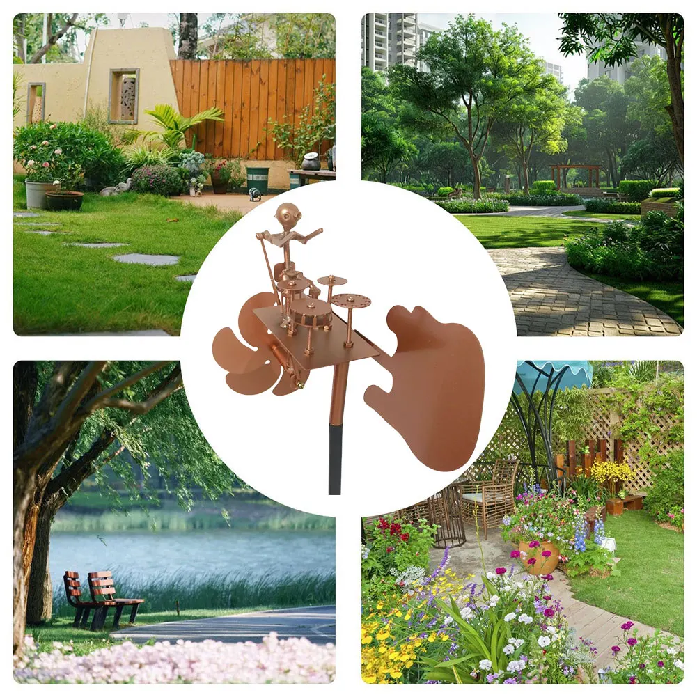 Metal Wind Spinner Beat The Drums with The Wind Decorative Wind Power Rock Art Statue Outdoor Wind Sculpture for Garden Yard
Metal Wind Spinner Beat The Drums with The Wind Decorative Wind Power Rock Art Statue Outdoor Wind Sculpture for Garden Yard