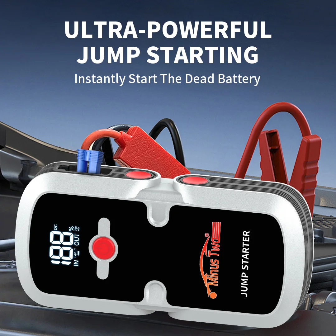 Super Fast Car Jump Starter for Gas & Diesel Engines, Compact Power Bank with USB Quick Charge & LED Flashlight.
Super Fast Car Jump Starter for Gas & Diesel Engines, Compact Power Bank with USB Quick Charge & LED Flashlight.