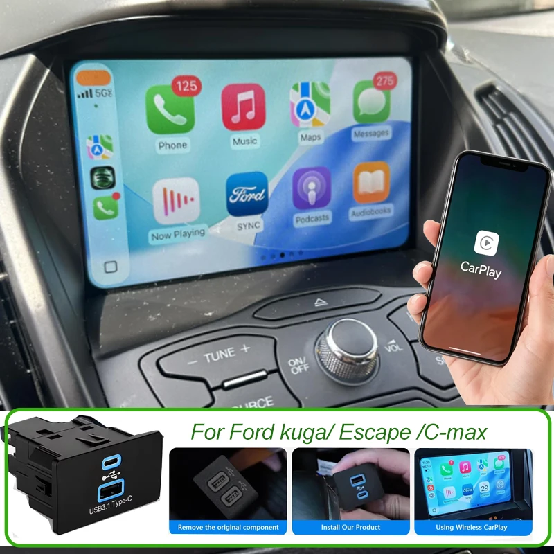 Wireless CarPlay Android auto For Ford&Lincoln Sync 3.4 MKZ Raprtor F-150 Mustang Mondeo Taurus Explorer Range USB/Type-C Hub
Wireless CarPlay Android auto For Ford&Lincoln Sync 3.4 MKZ Raprtor F-150 Mustang Mondeo Taurus Explorer Range USB/Type-C Hub