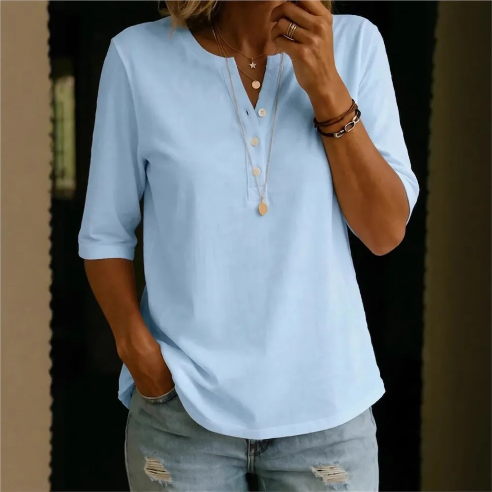 2026 Casual All-match Blusas Short Sleeve Top T Shirt Tees Women's T-shirts Simple Style Temperament Commuting Daily Solid Color
2026 Casual All-match Blusas Short Sleeve Top T Shirt Tees Women's T-shirts Simple Style Temperament Commuting Daily Solid Color